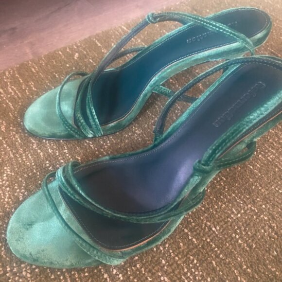Reformation Green Velvet Heeled Sandal (Marylou) - Picture 5 of 6